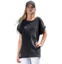 Build Your Brand Women Acid Washed Extended Shoulder Tee