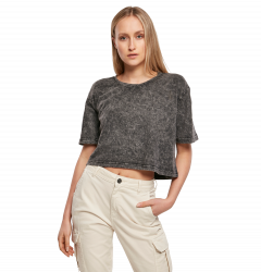 Build Your Brand Women Acid Washed Cropped Tee
